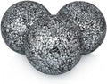 MDLUU 4" Decorative Orbs, Mosaic Sphere Balls, Centerpiece Balls for Bowls, Vases, Dining Table Decor, Pack of 3 (Black Silver) by MDLUU