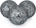 MDLUU 4" Decorative Orbs, Mosaic Sphere Balls, Centerpiece Balls for Bowls, Vases, Dining Table Decor, Pack of 3 (Black Silver) by MDLUU