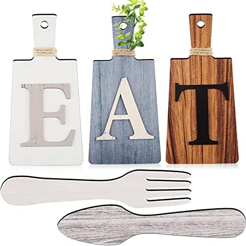 Jetec Cutting Board Eat Sign Set Wall Decor, Gray, White, Brown by Jetec