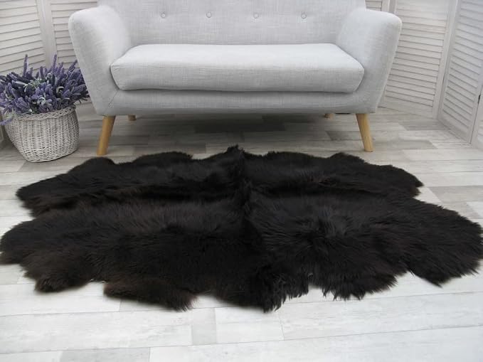 HUAHOO Premium Genuine Sheepskin Rug Black Real Australia Sheepskin Natural - Image 7