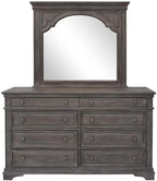 Pemberly Row King Panel Bed, Driftwood Gray Wood Frame, Upholstered Button - Image 9