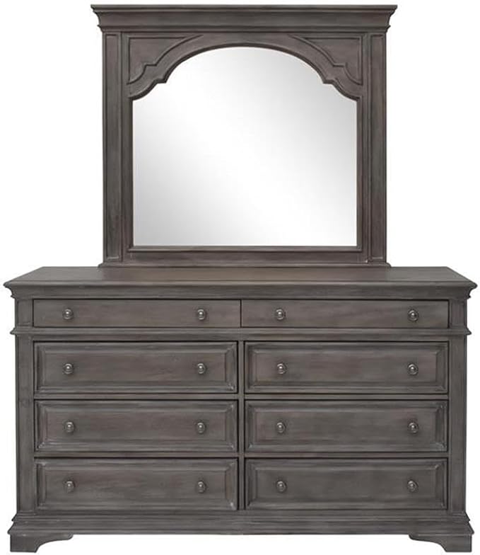 Pemberly Row King Panel Bed, Driftwood Gray Wood Frame, Upholstered Button - Image 9