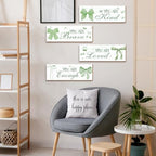 4 Pcs Green Bow Wall Decor, Light Green Coquete Room Decor for Teen Girls, Inspirational Positive Affirmations Wall Wooden Hanging Sign Bathroom Art - Image 4
