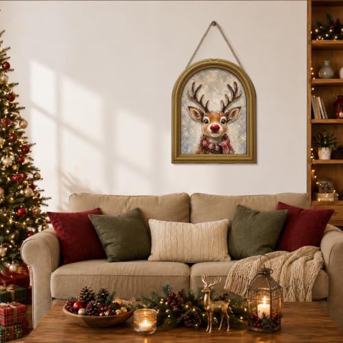 Christmas Decor Vintage Cute Rudolph Reindeer Wall Art Sign Table Decor - Image 6