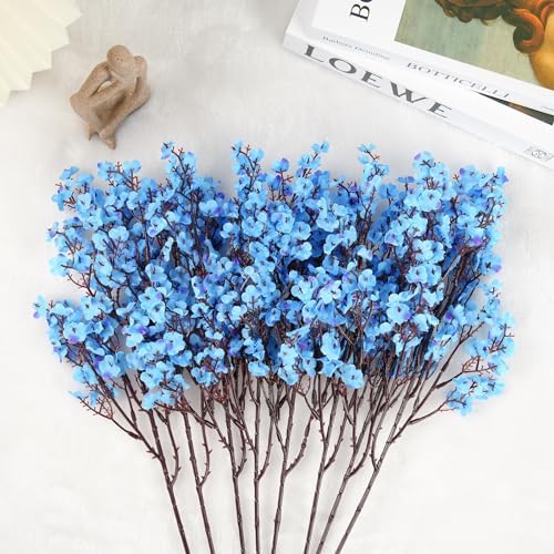 8Pcs Artificial Babys Breath Flowers Real Touch Fake Blue Flower Decoration - Image 5