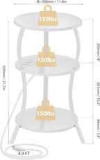 Small Round Side Table with Charging Station, 3-Tier Waist Circular End Table - Image 3