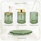 CERBIOR Bathroom Accessories Set, 4 PCS Glass Bathroom Set,Golden Green - Image 4