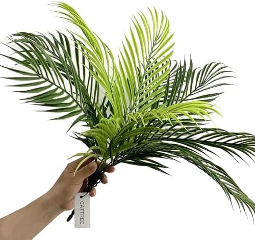 CATTREE Artificial Plants, Fake Tropical Palm Plastic Shrubs Fern Leaves Grass Coconut Tree Faux Bushes Indoor Outdoor Home Garden Verandah Office Table Centerpieces Arrangements DIY Decoration 1 Pack - Image 2