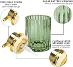 CERBIOR Bathroom Accessories Set, 4 PCS Glass Bathroom Set,Golden Green - Image 2