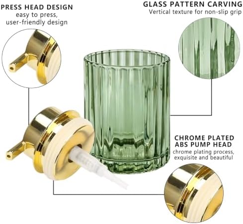 CERBIOR Bathroom Accessories Set, 4 PCS Glass Bathroom Set,Golden Green - Image 2