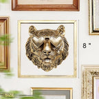 Newinhome Animal Heads Wall Decor (Includes Metal Frame) Resin Animals Sculptures Head Wall Hanging Decoration Gold vintage Wall Sculpture for Living Room Bedroom Office(Tiger) - Image 3