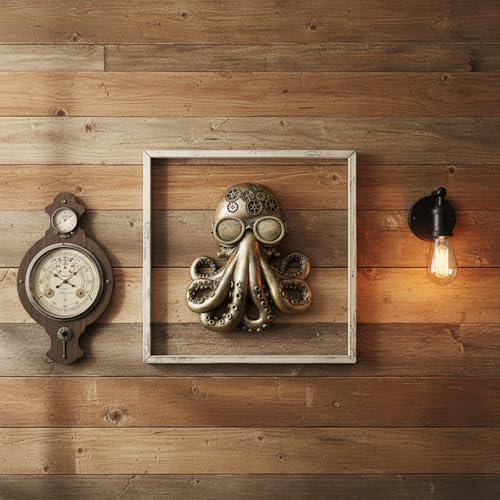 JJALIGHTS Exquisite Resin Animal Head Wall Sculpture (Gift Metal Frame) - octo Imitation Copper Vintage Decor for Living Room, Bedroom & Office | Decorative Wall Hanging Art (Octopus) - Image 6