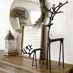 Christmas Decorations - Set of 2 Sculpted Black Metal Reindeer Statues - Image 6
