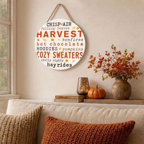 Hello Fall Decorations for Home, Fall Wooden Door Sign - Image 5