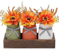 Fall Mason Jar Centerpiece for Table with Artificial Flowers by SUPREMELIGHTS%C2%B72017%C2%B7