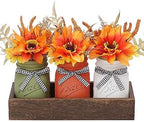 Fall Mason Jar Centerpiece for Table with Artificial Flowers by SUPREMELIGHTS%C2%B72017%C2%B7