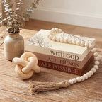 Capoda 5 Pcs Decorative Books with Wooden Knot Bead Garland, Brown, Faith - Image 6