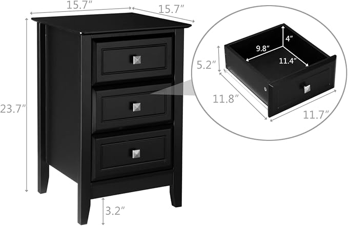 Bonnlo Upgraded 3 Drawers Night Stands - Image 3
