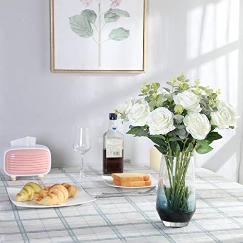Nubry Artificial Silk Rose Flower Bouquet Lifelike White Fake Rose for Wedding Home Party Decoration Event Gift 10pcs (Off White) - Image 6