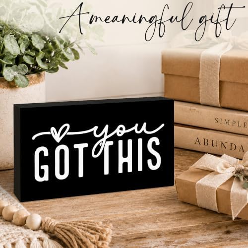 3x5 Encouragement Wooden Block Sign, You Got This, Black Background - Image 5