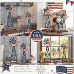 Tandefio 2 Pcs 11.8 Inch Metal Patriotic Farmhouse Windmill Tabletop Decor - Image 5