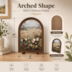 Rustic Farmhouse Tabletop Decor Sign, Arched Wooden Frame with Stand, Soft Wildflower Meadow Art for Living Room Dining Room Bedroom, Warm Gift for Friends - Image 6