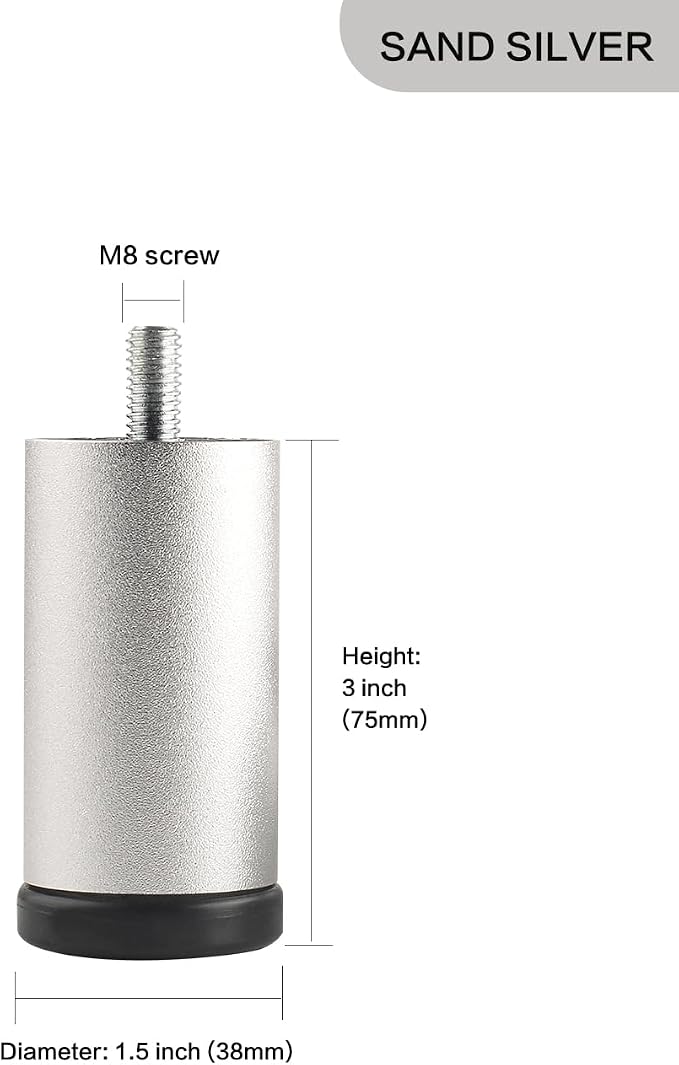 4 Pack Bed Support Legs 3 Inch Silver Furniture Cabinet Metal Legs Replacement - Image 2