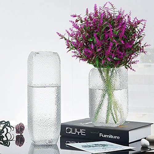 XLFAQXM 8 Pack Artificial Plants Flowers Grass Shrubs Lavender No Fade Faux Plastic Flowers Outdoor for Farmhouse Garden Porch Patio Indoor Wedding Decoration Greenery Fake Plants uv Resistant - Image 4