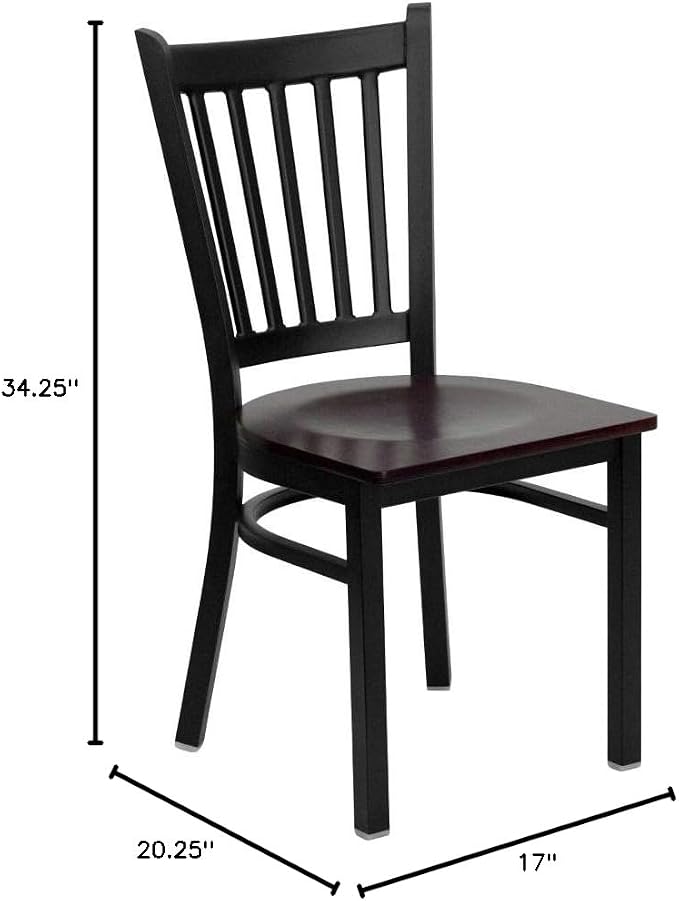 Flash Furniture HERCULES Series Black Vertical Back Metal Restaurant Chair - Image 3