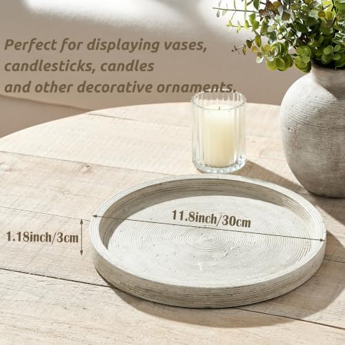Vanselia Decorative Table Tray Round Trays Home Decor Cement (11.8" Retro) - Image 6