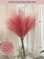 Pink Pampas Grass Decor, 9 PCS 37''/3.1FT Tall Fluffy Faux Pompas Floral, Large Artificial Pompous Grass Branches for Floor Vase Fillers, Boho Farmhouse Room Wedding Décor（Pink） - Image 2