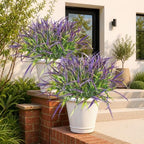 Uieke 28 Bundles Artificial Outdoor Plants UV Resistant Fake Grass Plants Faux Plastic Plants Greenery Shrubs for Home Garden Pathway Window Box Front Porch Cemetery Spring Summer Decor, Purple by Uieke