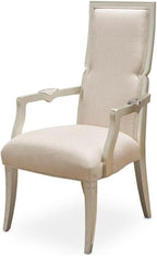 MICHAEL AMINI Camden Court 19" Wood/Linen Fabric Dining Arm Chair in Pearl Ivory by Michael+Amini