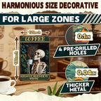 Vintage Coffee Skull Metal Tin Sign Funny Gothic Coffee Bar Wall Decor Retro Skeleton Kitchen Sign for Coffee Nook Cafe Home Restaurant Office Spooky Decor 12x16 Inch - Image 2