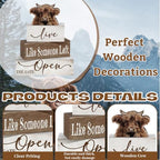 Moucuny 4 Pcs Highland Cow Table Decorations Set Wooden Tiered Tray Decor Farmhouse Table Centerpiec Stacked Wooden Block Signs for Fireplace Mantel Home Shelf Kitchen - Image 2