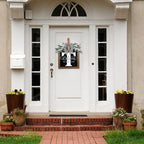Ultra Large 14'' Last Name All Year Round Front Door Wreath with 26 Initial Letter Welcome Sign All Seasons Eucalyptus Garland and Bow Wreaths for Front Door Porch Farmhouse Decoration (T) - Image 3