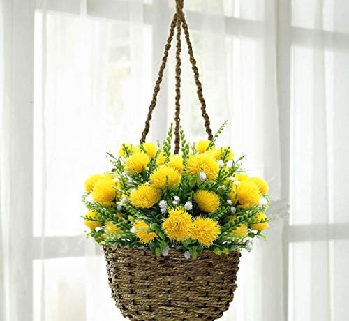 CATTREE Artificial Dandelion Plants, Plastic Flowers Shrubs Bushes Fake Grass Wedding Indoor Outdoor Home Garden Verandah Centerpieces Arrangements Party Decoration Planting Filler - Yellow 4 Pack - Image 3