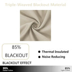 Light Beige Blackout Curtains 52 x 84 Inch Long Beige Curtains Set of 2 Panels - Image 3