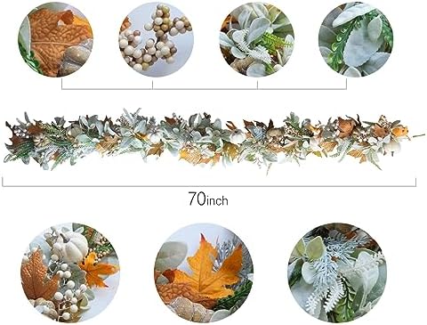Fall Wreath Pumpkin Garland Thanksgiving Autumn Neutral Garlands Decoration - Image 3