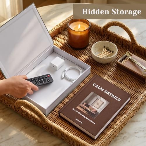 JARLINK Aesthetic Decorative Books, Set of 2 Linen Faux Book Boxes, Grey - Image 4
