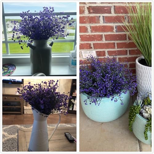 CATTREE Artificial Plants Shrubs Bushes, Plastic Fake Flowers Wedding Indoor Outdoor Home Garden Verandah Kitchen Office Table Centerpieces Arrangements Christmas Decoration - Deep Purple 4 pcs - Image 3