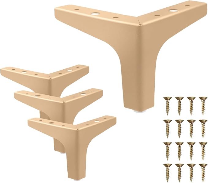 AODIOU Furniture Legs Modern Feet: Gold Metal Furniture Legs 4 Inch DIY by AODIOU