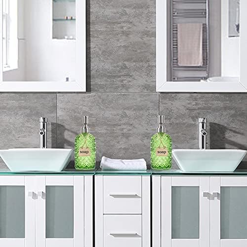 16oz Diamond Pattern Glass Soap Dispenser with Rust Resistant Pump - Image 6