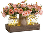 3 Pcs Mason Jar Centerpiece Table Decorations for Dining Table Decor Farmhouse Coffee Table Decor with Wood Tray and Led Light Table Centerpieces for Dining Room Kitchen Living Bathroom,Pink by Unknown