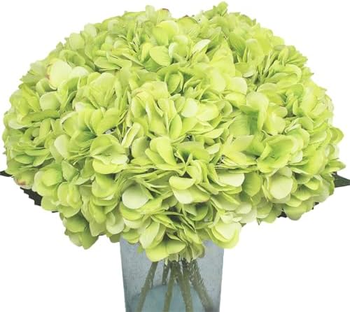 6Pcs 18" Green Silk Hydrangea Artificial Flowers by Blooming+Paradise