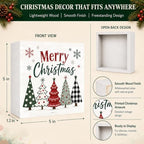 Christmas Decorations Plaid Tree Merry Christmas Wood Box Sign - Image 4