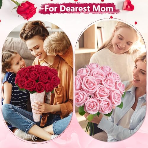 200Pcs Red Roses Artificial Flowers, Real Touch Velvet Fake Roses Bouquet - Image 6
