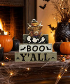 Putuo Decor Halloween Highland Cow Table Decor, Wooden Boo Yall Shelf Sign - Image 3
