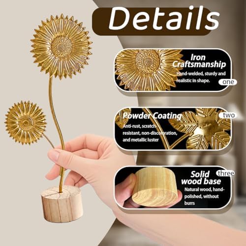 Gold Leaf Home Decor Set - Metal Leaves Statues, Modern Artistic Sculptures for Living Room, Office, Shelf & Home Decorative, Handmade 3D Botanical Accents (Summer Docor) - Image 6
