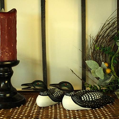 CVHOMEDECO. Primitives Hand Engraving and Painted Wood Loons Rustic Figurine Decorative Accent, Set of 2 - Image 4